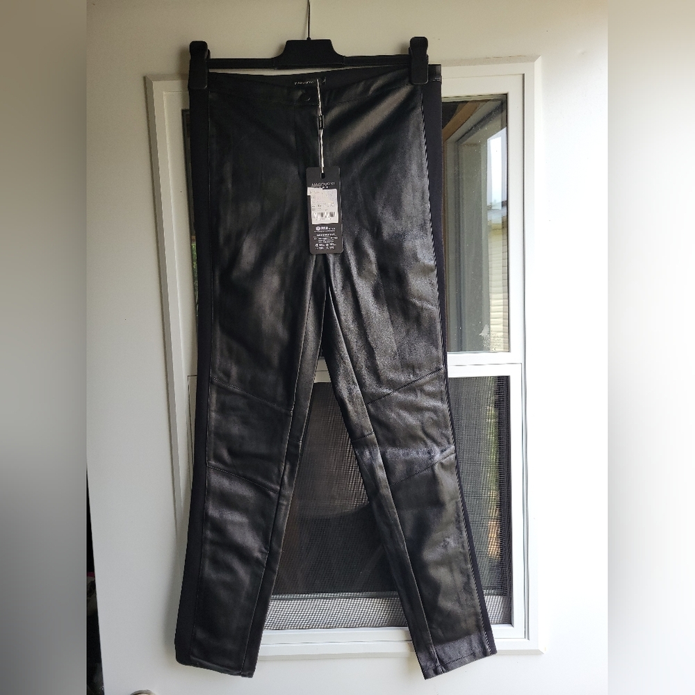 HAODUOYI Shiny Black Leatherette Trousers